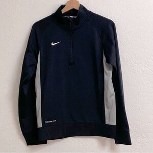 Nike Black Gray Colorblock Thermafit Quarter Zip Jacket, Size S